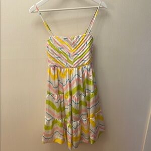 Yellow and Pink Sleeveless Sundress with Spaghetti Straps for Casual Wear